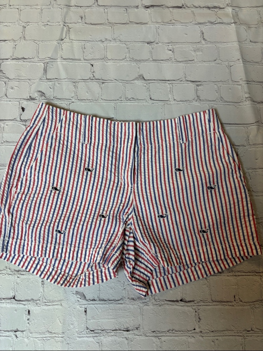Vineyard Vines Red and Blue Striped Cotton Shorts (0008)